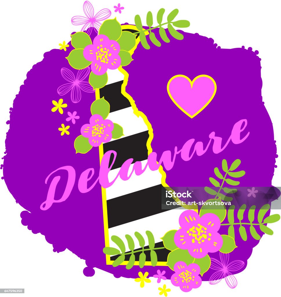 Delaware Design Delaware State Map Creative Vector Typography Lettering Composition ...