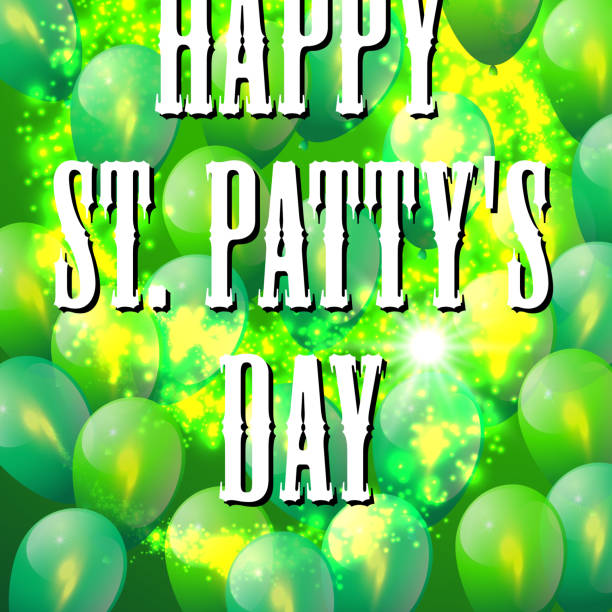istock Happy Saint Patrick's Day Banner with Green Shiny Balloons 647610936