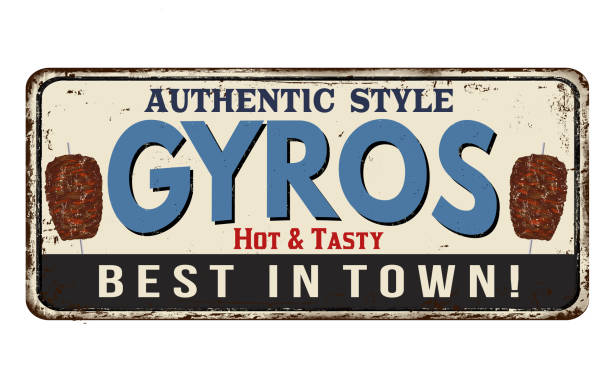 Gyros pita vintage rusty metal sign stock photo