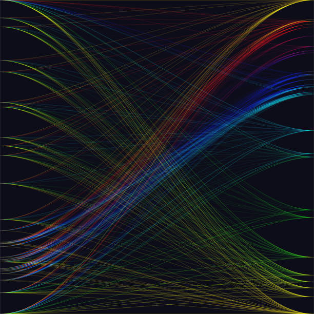 istock Colorful dark background with abstract waves, lines. Bright color chaotic, random, messy curves, swirl. Motion design. Colourful vector decoration 647615020