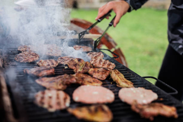 istock Grilled meat on a barbecue, bbq 647617938