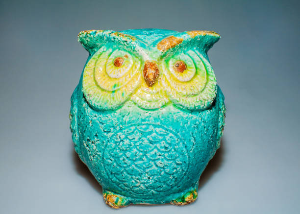 istock Blue-green Ceramic Owl Figurine 647621288