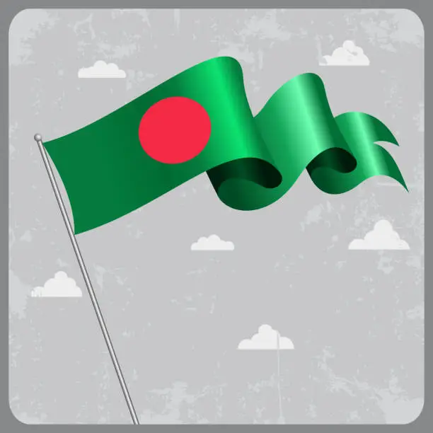 Vector illustration of Bangladeshi wavy flag. Vector illustration.