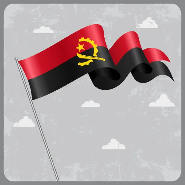 Vector illustration of Angolan wavy flag. Vector illustration.