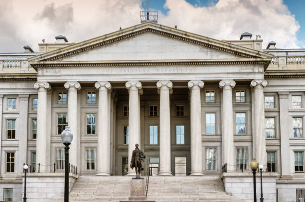 us department of the treasury, washington dc - us treasury department imagens e fotografias de stock