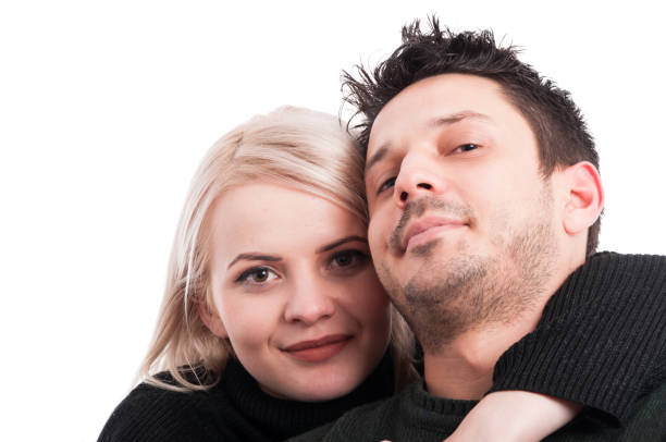 istock Closeup picture of young smiling lovers 647630764