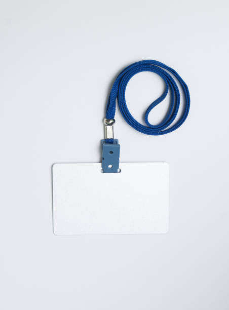 istock Lanyard and badge. Conference badge. Blank badge template in plastic holder with blue strap. 647633482