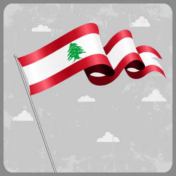 Vector illustration of Lebanese wavy flag. Vector illustration.