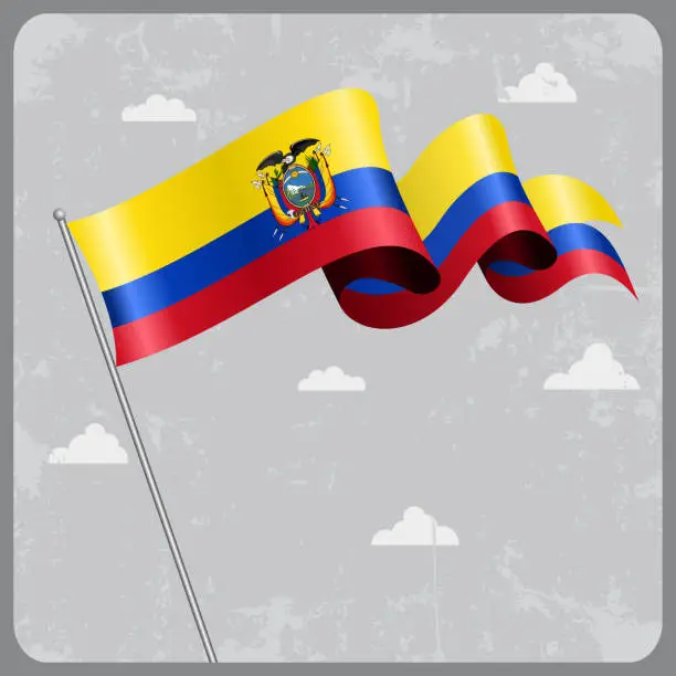 Vector illustration of Ecuadorian wavy flag. Vector illustration.