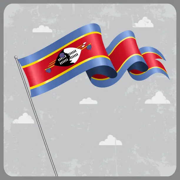 Vector illustration of Swaziland wavy flag. Vector illustration.