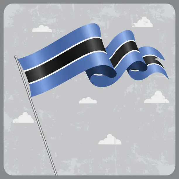 Vector illustration of Botswana wavy flag. Vector illustration.