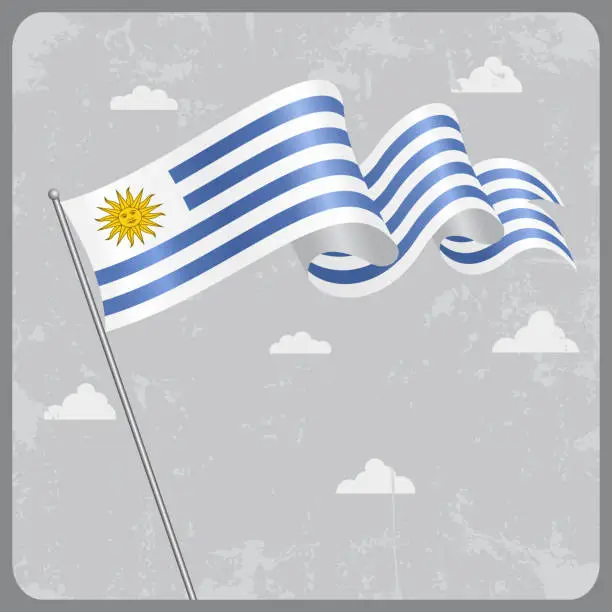 Vector illustration of Uruguayan wavy flag. Vector illustration.