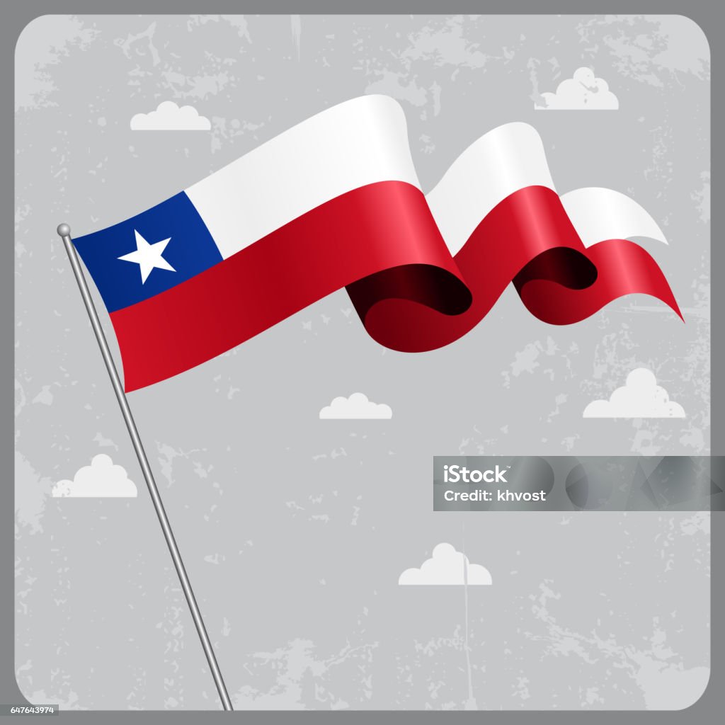 Bandera chilena wavy. Ilustración de vectores. - arte vectorial de Anticuado libre de derechos