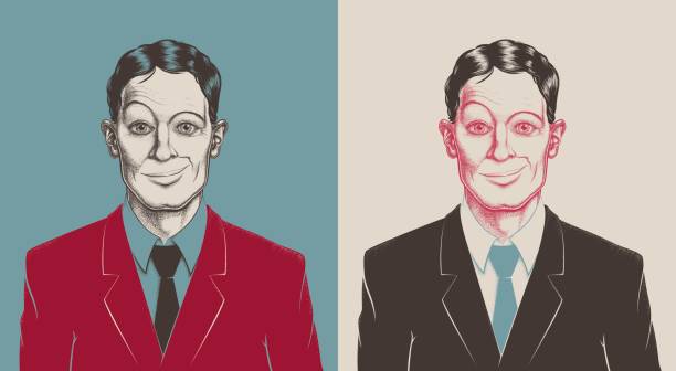 стиплинг портрет бизнесмена - vector illustration and painting men caricature stock illustrations