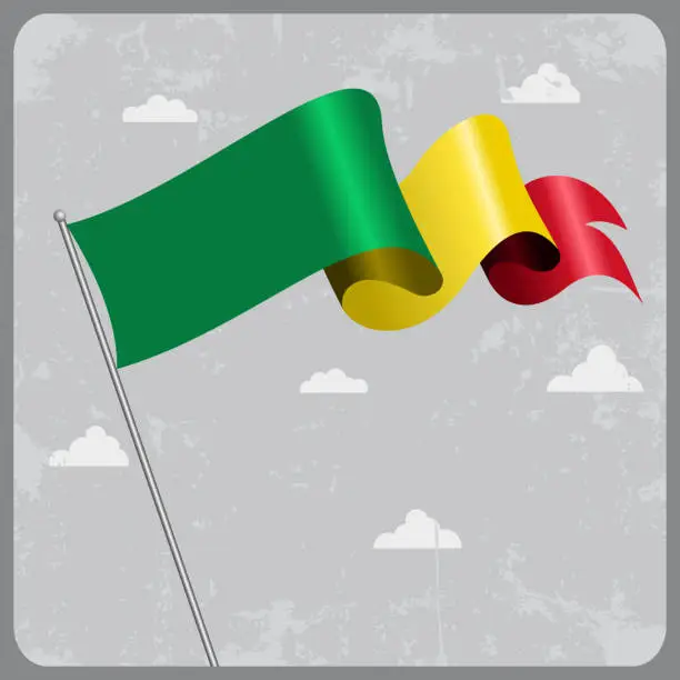 Vector illustration of Malian wavy flag. Vector illustration.