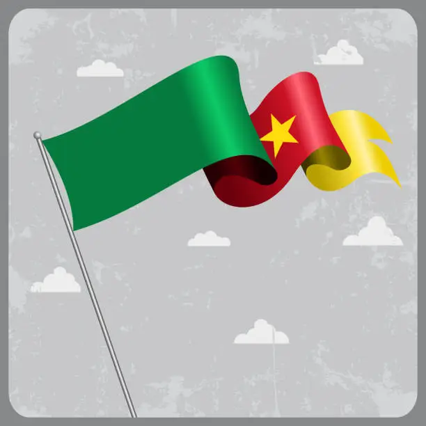 Vector illustration of Cameroon wavy flag. Vector illustration.