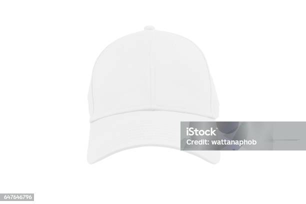 White Fashion Cap Isolated Stock Photo - Download Image Now - White Color, Cap - Hat, Baseball Cap