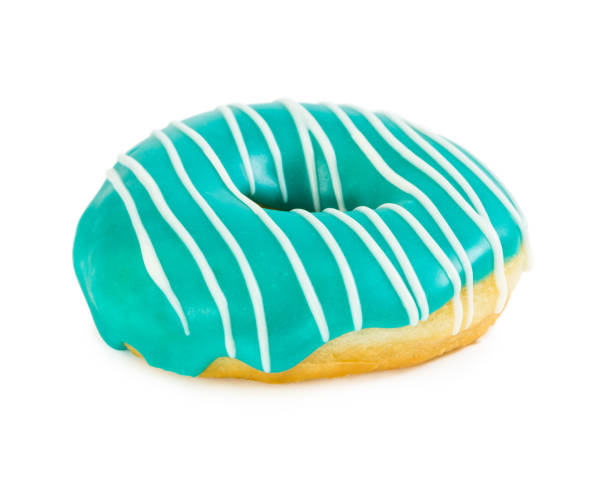istock Donut turquoise color with white stripes 647649004