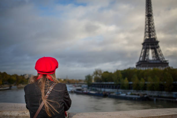 istock Paris travel woman tourist at Eiffel tower 647649190