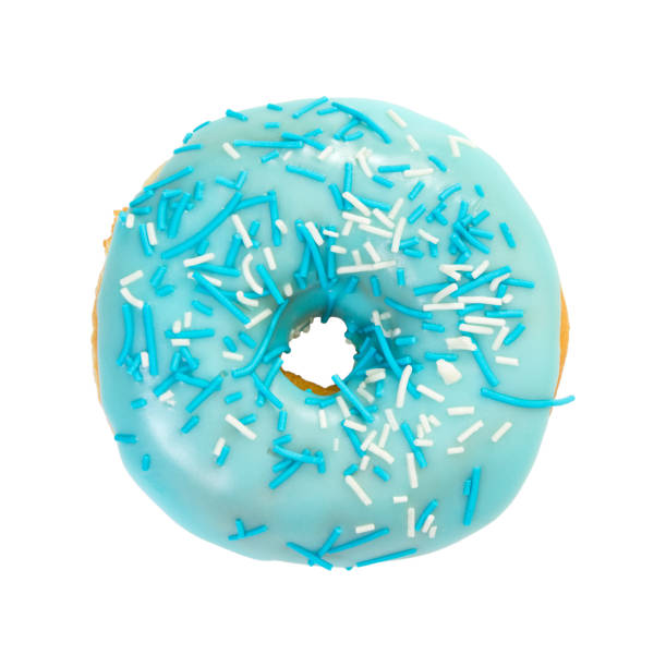 istock Donut with blue glaze and blue and white sprinkles 647649730