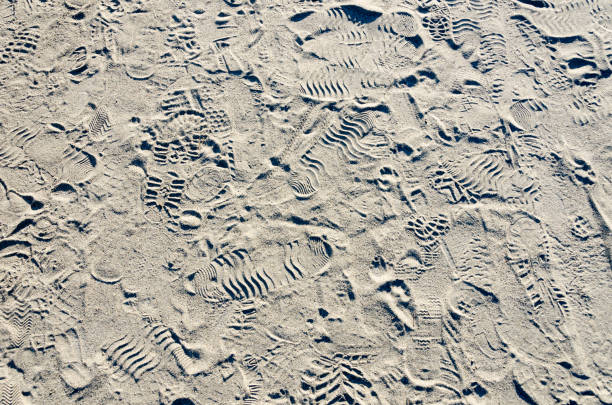 Footprints Footprints on sand. 靴 stock pictures, royalty-free photos & images