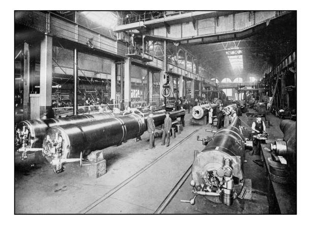 Antique London's photographs: Royal gun factory, Woolwich Arsenal Antique London's photographs: Royal gun factory, Woolwich Arsenal 1890 stock illustrations