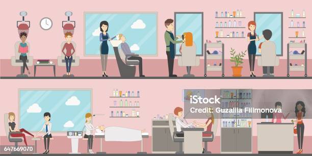 Beauty Salon Set Stock Illustration - Download Image Now - Hair Salon, Beauty Spa, Hairdresser