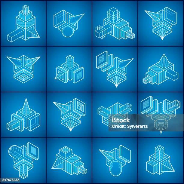 Engineer Abstract Shape Engineering Abstract Shape Vectors Set Stock Illustration - Download ...