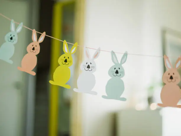 Easter decorations with pastel eggs
