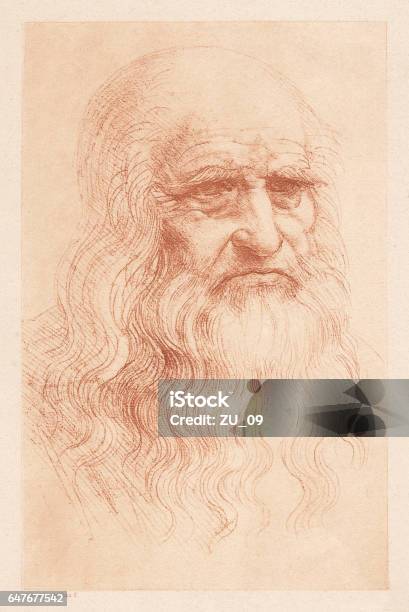 Leonardo Da Vinci Italian Polymath Heliogravure Published In 1884 Stock Illustration - Download Image Now