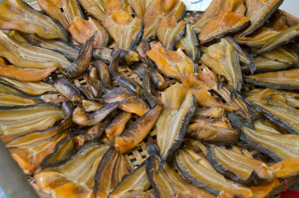 istock Dried raw fish or snakehead fish preserves for sale 647695952