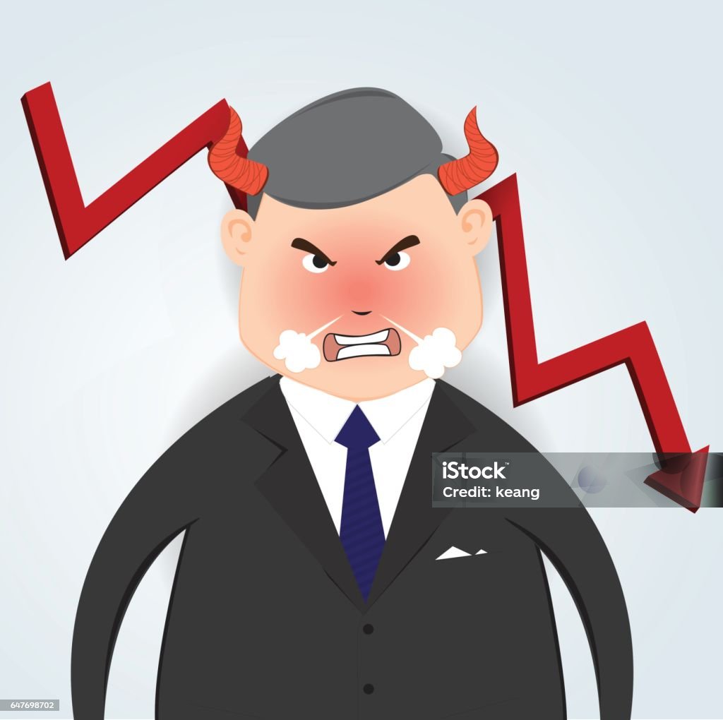 Angry Boss Ruler Angry Boss Of Falling Down Chart Stock Illustration - Download Image ...