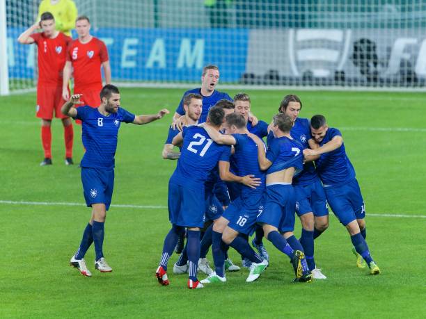 Soccer players celebrating