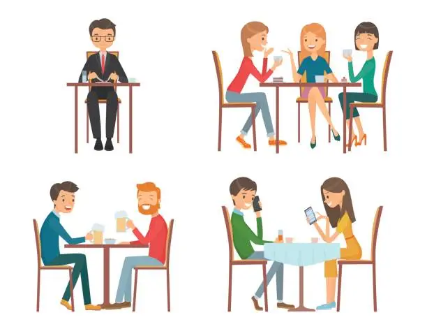 Vector illustration of People in restaurant