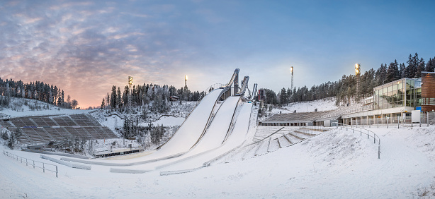 Ski jump hills in Lahti, Finland, where the World Championships in Skiing are held in 2017