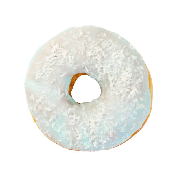 istock Donut with frosting is light blue and coconut 647714156