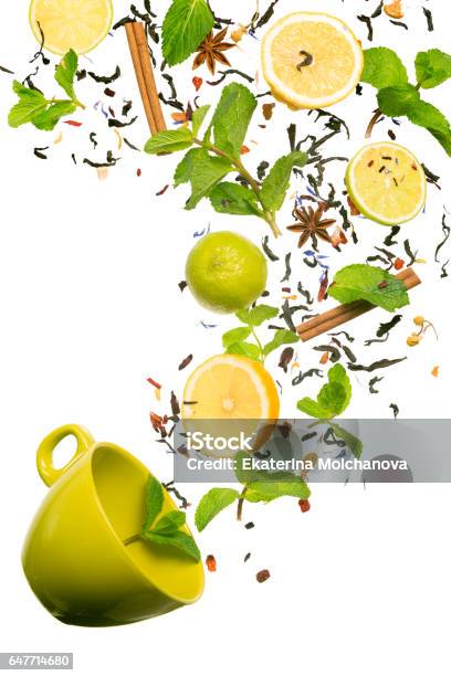 Tea Falling Down To The Cup Levitating Tea Concept Of Tea Stock Photo - Download Image Now