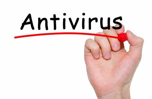 istock Hand writing inscription Antivirus with marker, concept 647717862