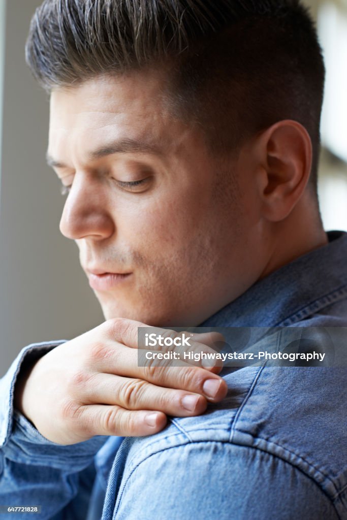 Man Brushing Dandruff From Shoulders Men Stock Photo