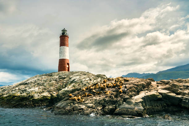 istock Argentina Ushuaia bay at Beagle Channel with Les Eclaireurs Lighthouse 647724446