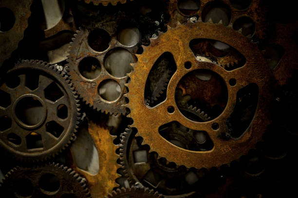 istock Large cog wheels in the motor 647725212