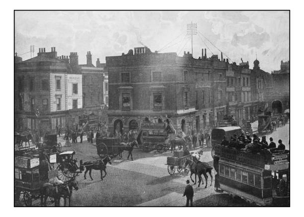 Antique London's photographs: Walworth Road Antique London's photographs: Walworth Road railroad car photos stock illustrations