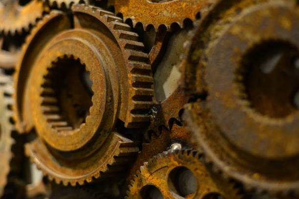 istock Large cog wheels in the motor 647728208