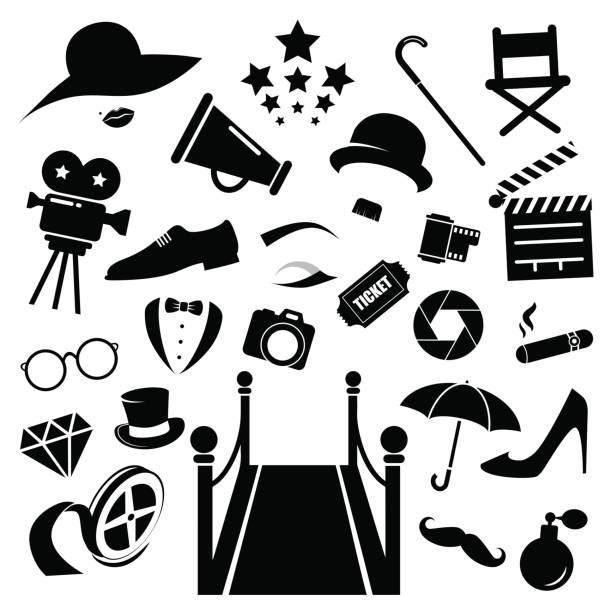  Ilustración de conjunto de iconos de vector de Hollywood disponible