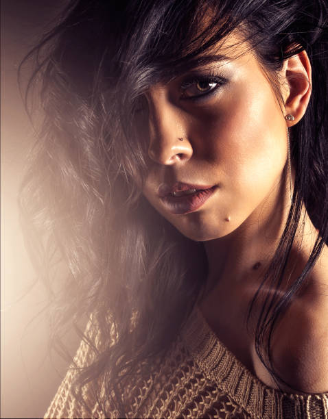 istock Girl portrait in Studio on black background 647732148