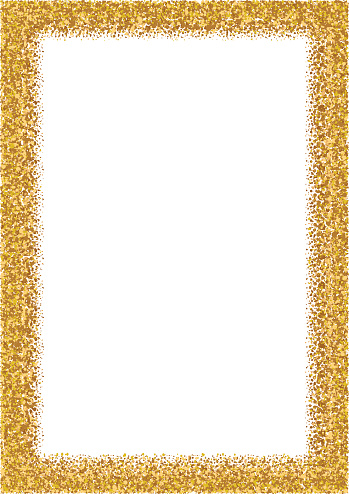 Golden glitter frame a4 format size. Glittering sparkle frame on white vector background.