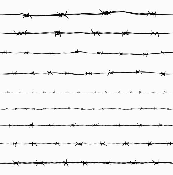 철강 녹슨 barbwire 원활한 패턴 - 철조망 stock illustrations