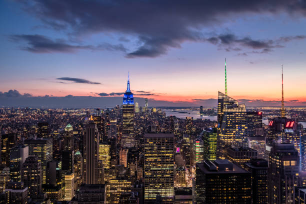 istock Manhattan Skyline at sunset - New York, USA 647735190
