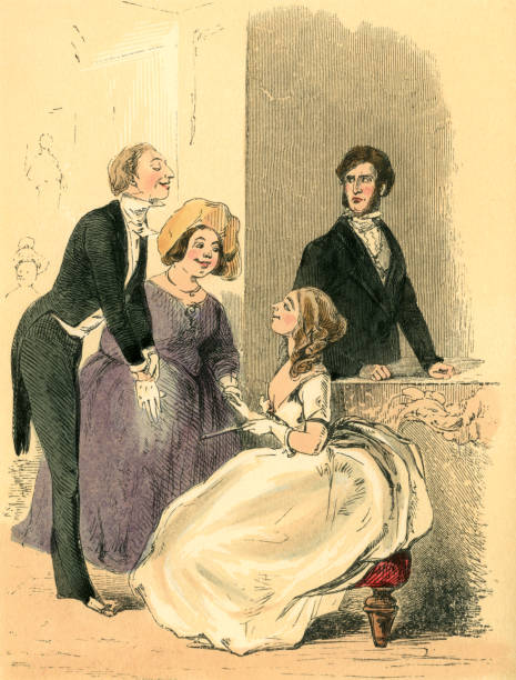 ilustrações de stock, clip art, desenhos animados e ícones de suave victorian gentleman charming a young lady - suitor