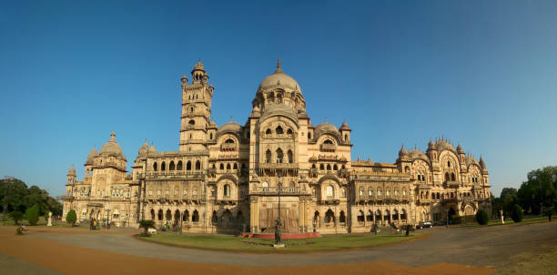 The Lukshmi vilas palace seen on a bright sunny afternoon.